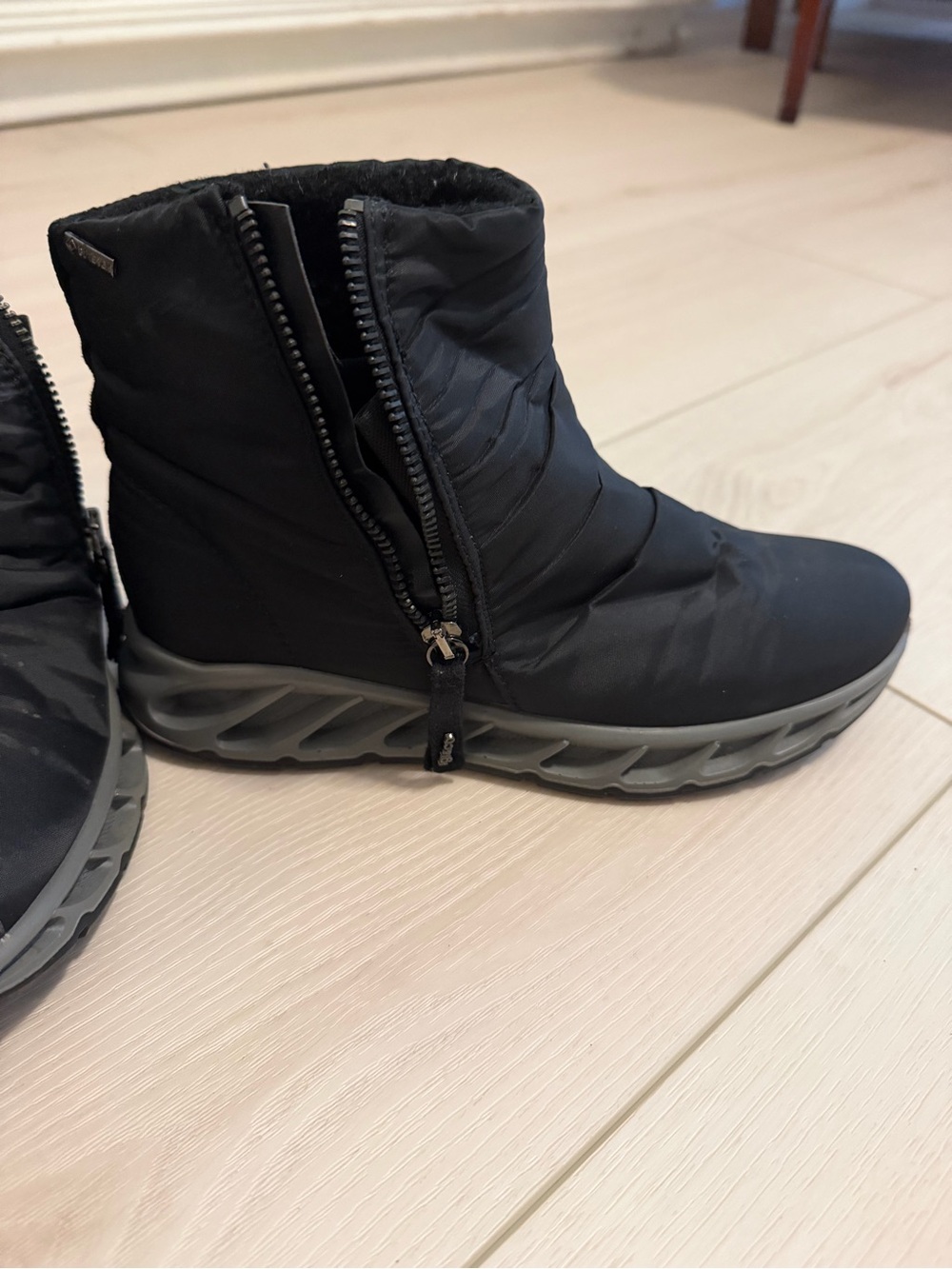 Italian brand Black Lightweight Winter Ankle Boots - Quilted Zip Design
